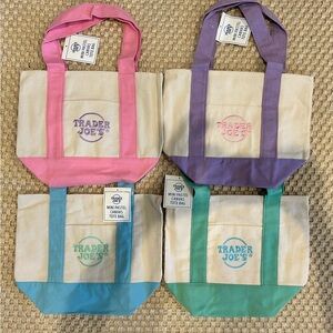 Set of 4 Trader Joe's Viral Canvas Spring Mini Tote Bags